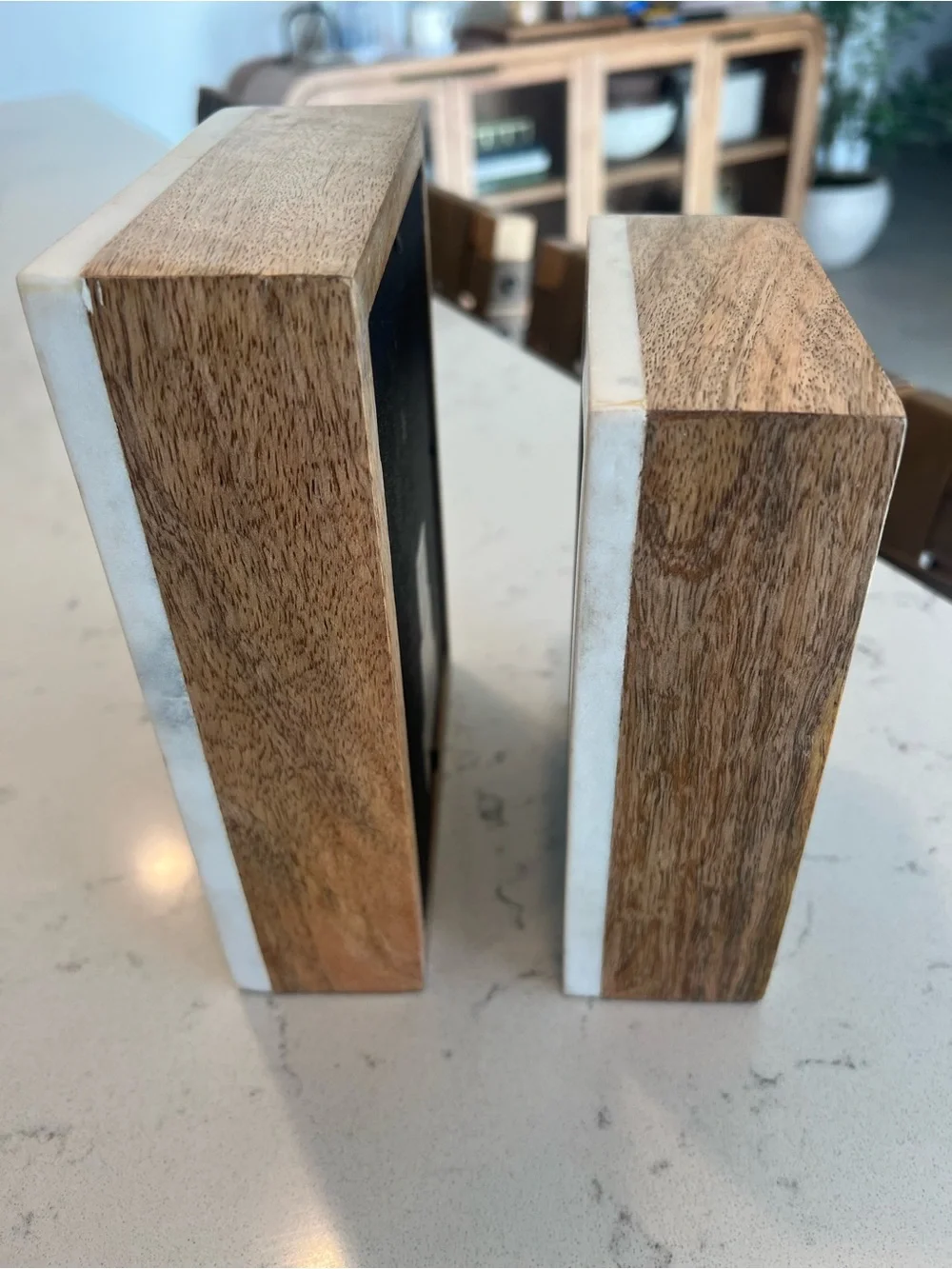 Marble-Trim Wooden Photo Frames Set